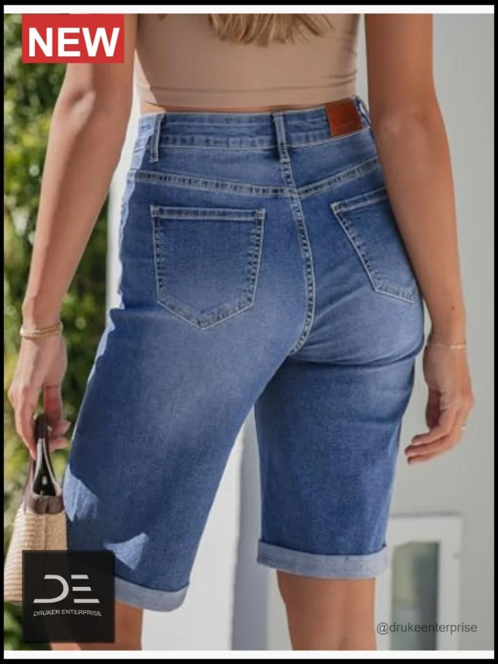 High Waisted Bermuda Jean Shorts 12